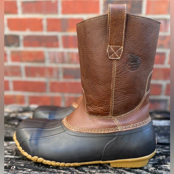 Georgia Boot Marshland Unisex 10” Alloy Brown Leather Pull On Sz 11 Duck Boot